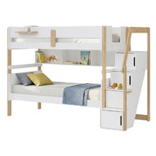 Evan Single Bunk Bed with Shelves & Staircase